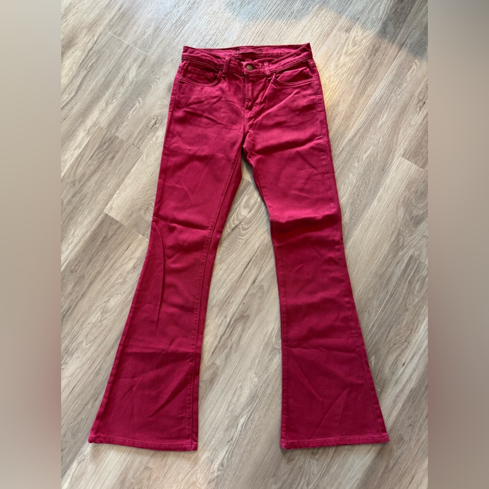 J Brand Vibrant Red Flare Jeans